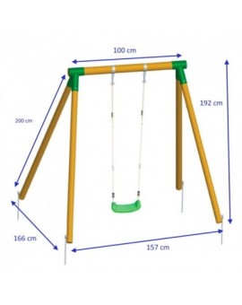 Columpio de madera redonda MASGAMES KILA L individual + asiento bebé