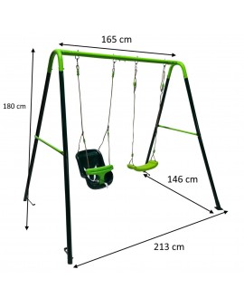 Columpio doble metálico MASGAMES OLEA con asiento bebé