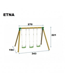 Columpio de madera redonda MASGAMES ETNA XL triple + asiento bebé