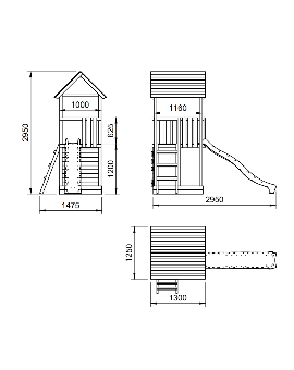 Parque infantil MASGAMES TIBIDABO L con techo madera con columpio