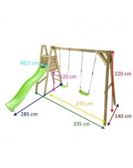 LIGNUM wooden swing slide set with baby seat