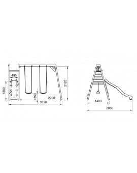 LIGNUM wooden swing slide set with baby seat