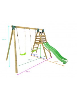 MAUNA LOA square wooden swing slide set