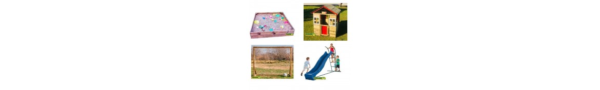 Sandpits, Football Goal, Slides and Wooden Houses