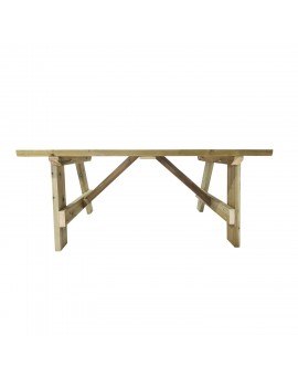 Mesa de madera ZURICH con bancos con respaldo VIC